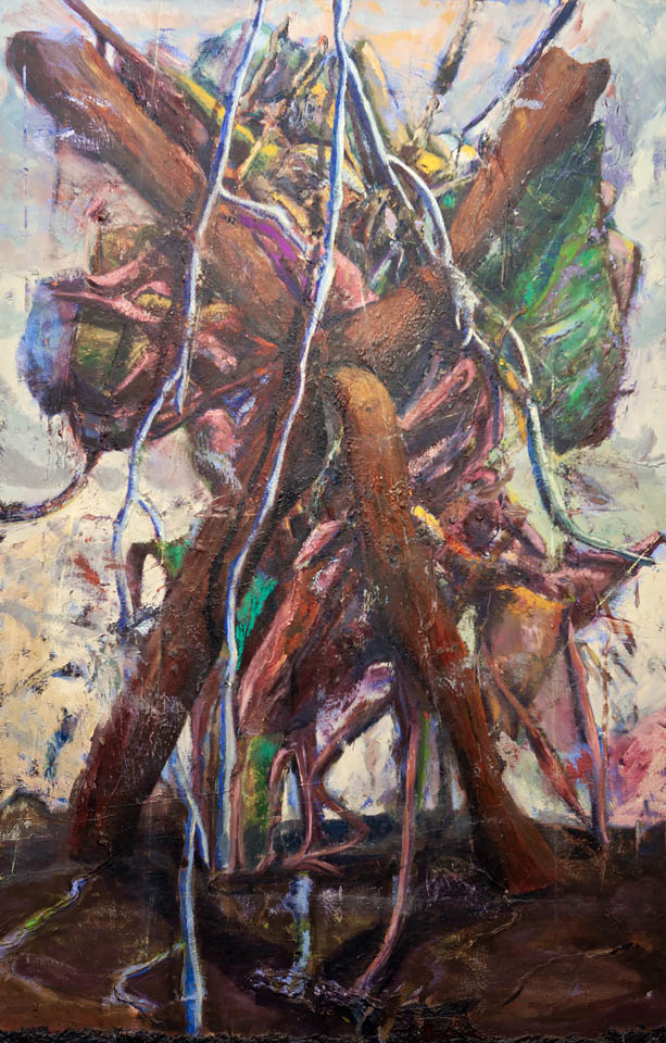 Oil paint and soft pastel on canvas