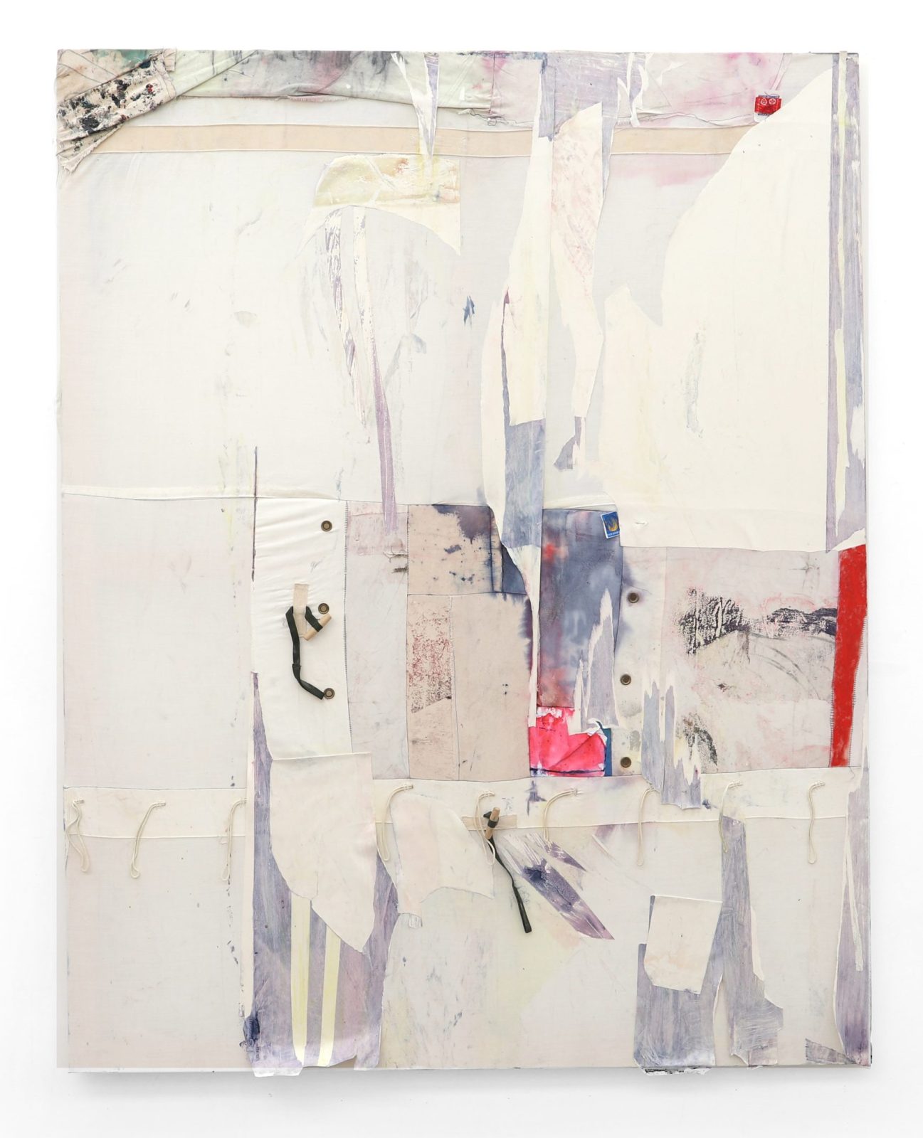 Oil paint, tent liner, ink, fabric dye, wallpaper, canvas, scout badges