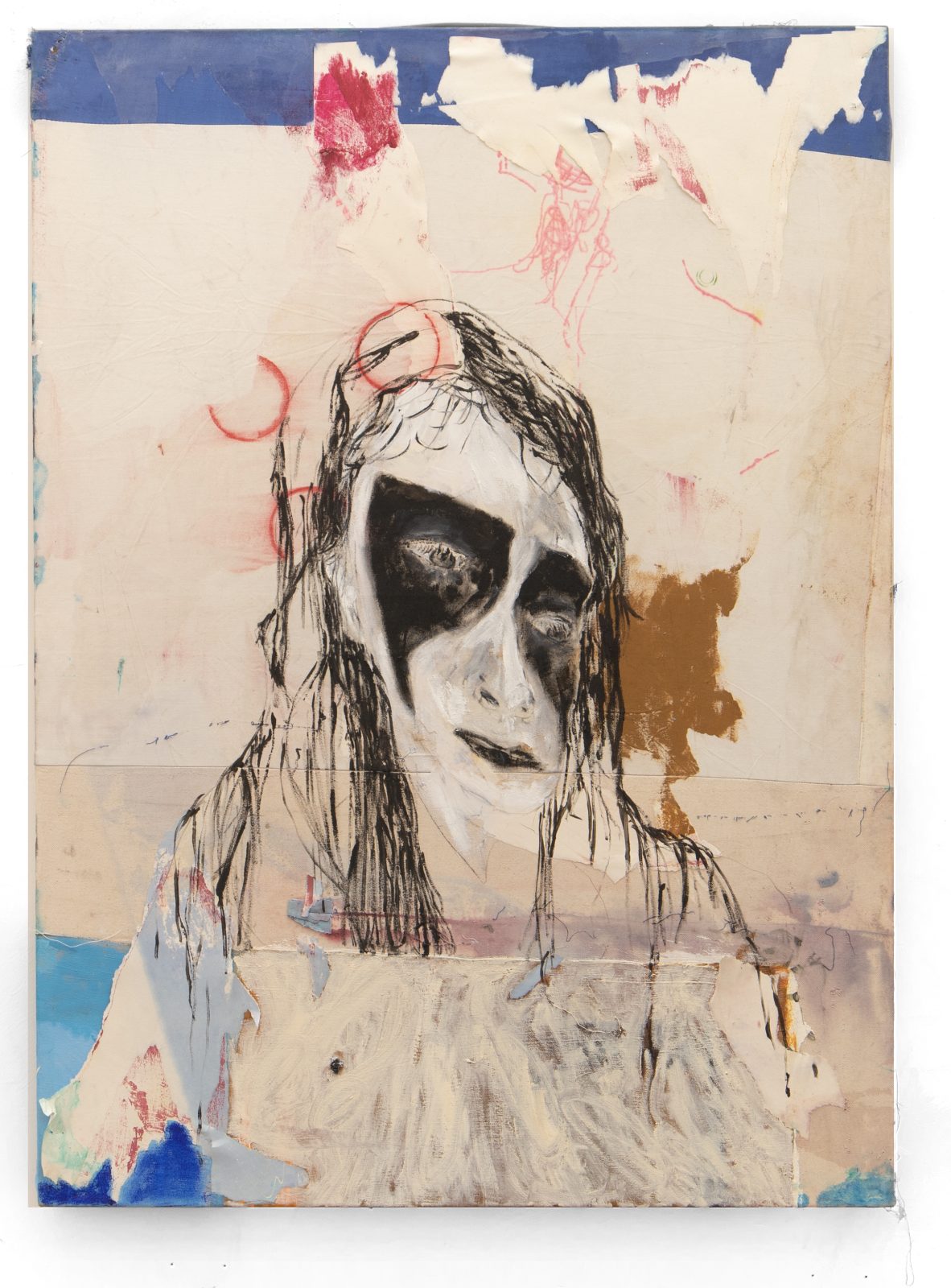 Oil paint, acrylic paint, paper on tent canvas