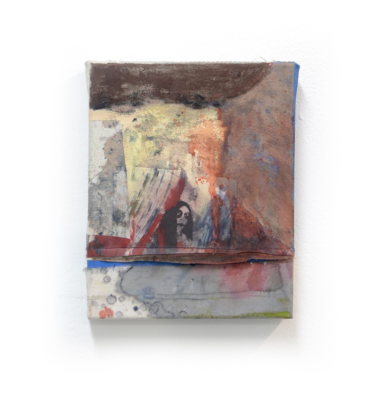 Oil paint, ink, print, on cotton tent fabric