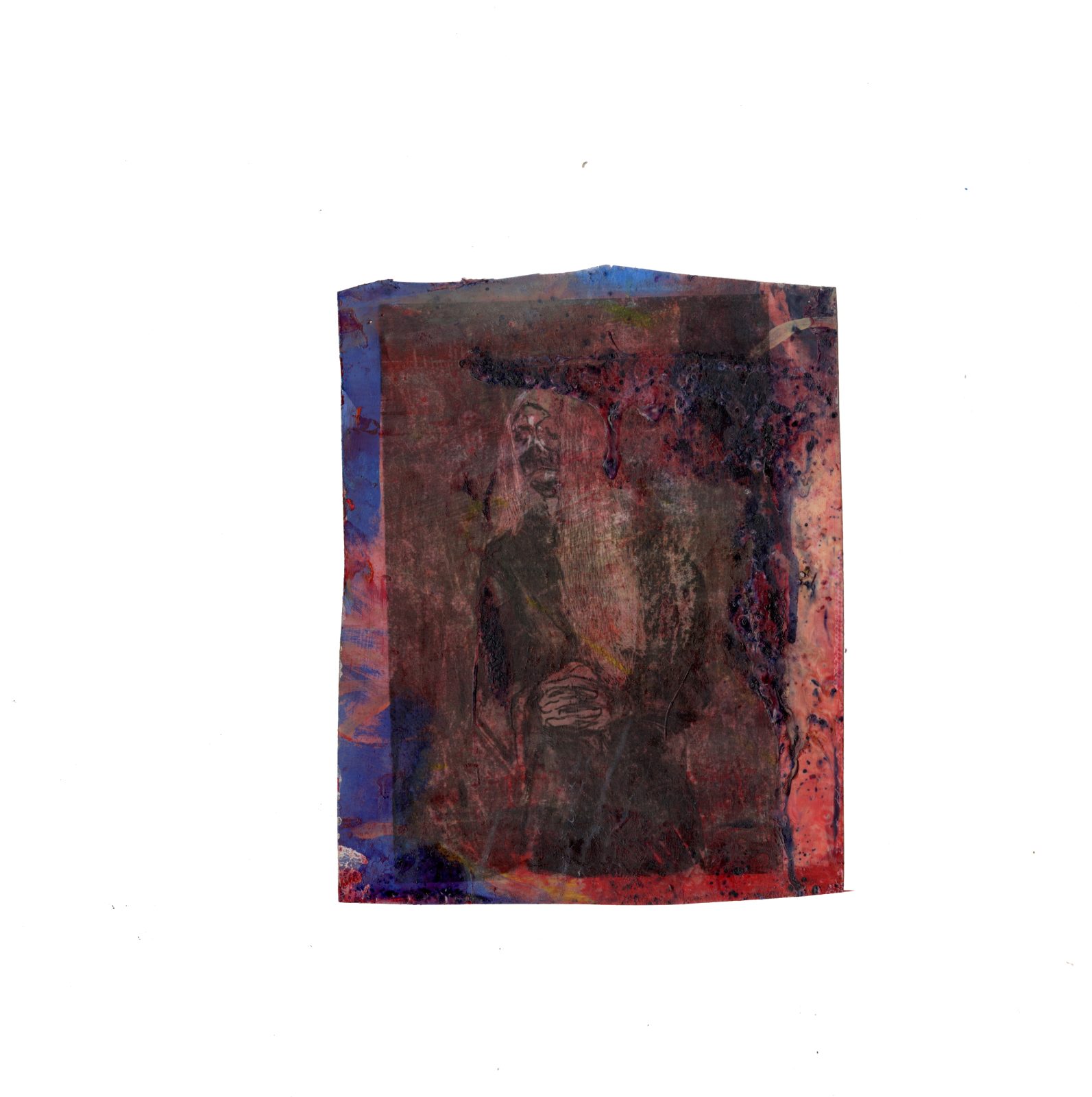 Inkjet print, wood glue, oil paint on paper